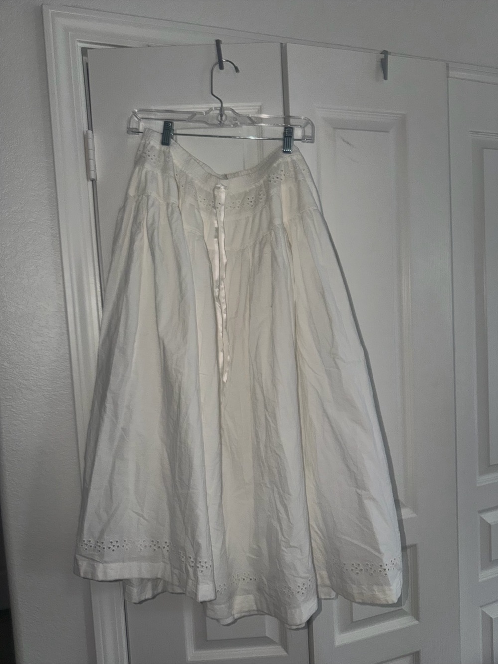 Free people White Eyelet Midi Skirt with Drawstring Waist